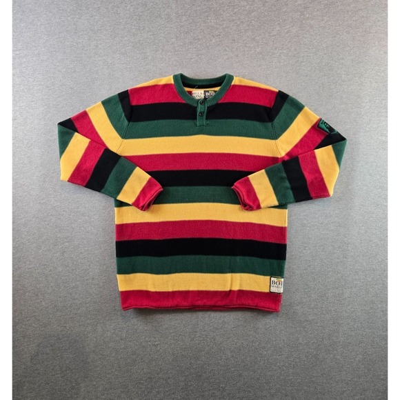 Billabong Other - Billabong X Bob Marley Sweater Mens S Multicolor Striped Henley Long Sleeve Knit